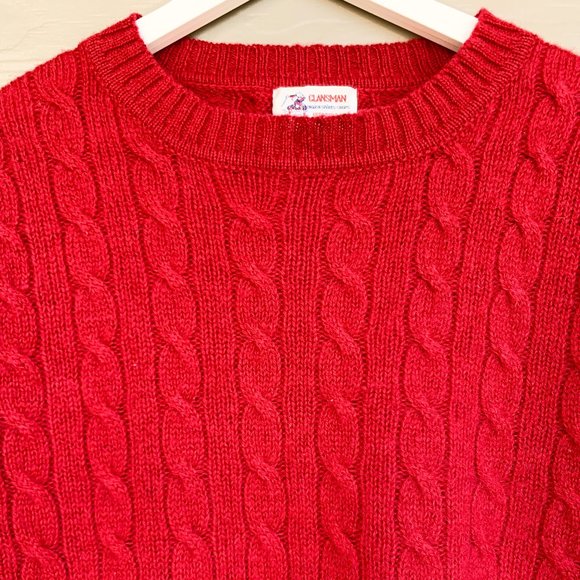 Rare Vintage Scottish Shetland Wool Sweater, Red L - Picture 2 of 7